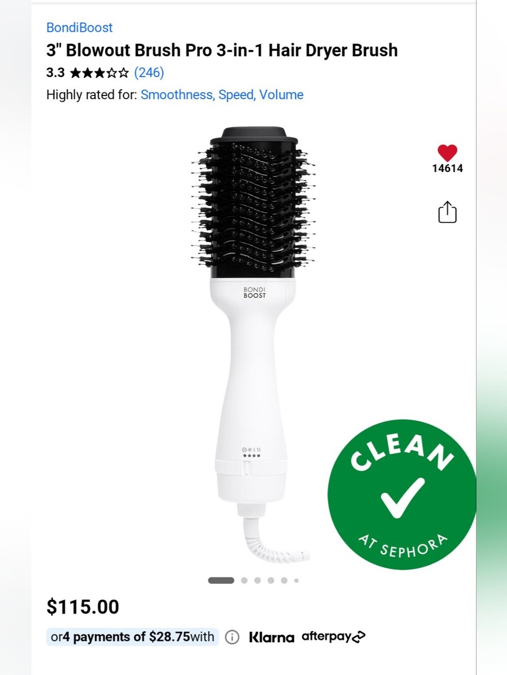 with the original box BondiBoost 3" Blowout Brush Pro Hot Air Styling Brush